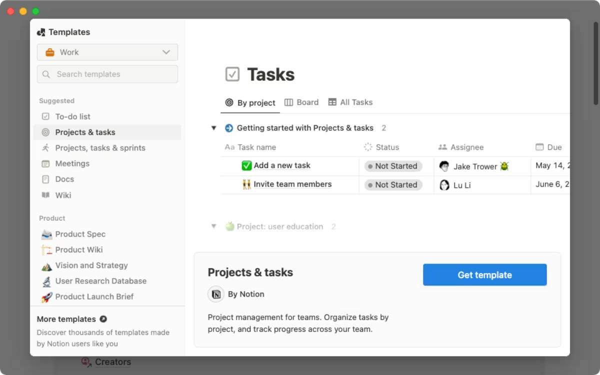 A screenshot of a project management tool showing tasks, assignees, and status updates for team collaboration.